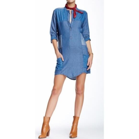 Etienne Marcel Women's Linen Blend Chambray Denim Shirt Dress Size XS - Picture 1 of 12